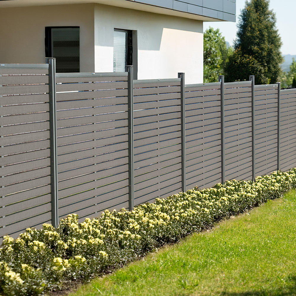 WPC Sichtschutzzaun ALIRA Dunkelgrau- 4 x Element + 5 x Pfosten